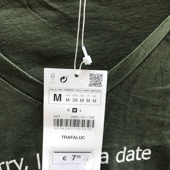 Zara Trafaluc T-Shirt Collection Size M Green - Picture 2 of 6